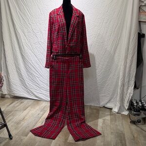 Lane Bryant Red and Black Plaid Blue pant suit